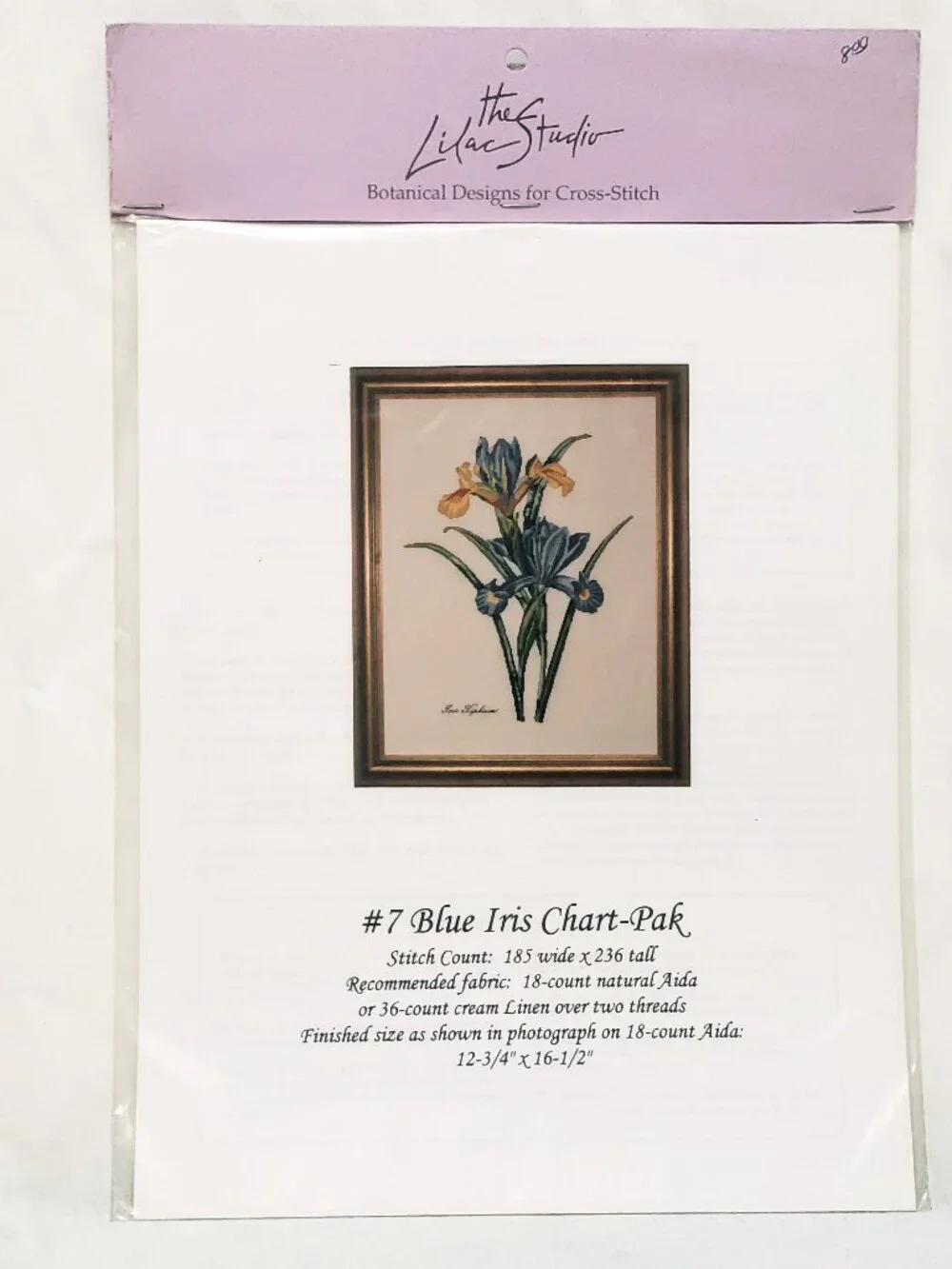 Blue Iris #7 Counted Cross Stitch Chart-Pak The Lilac Studio 1994